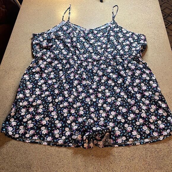 Joe Boxer boho black floral print romper with pockets 3X NWT - Picture 2 of 15